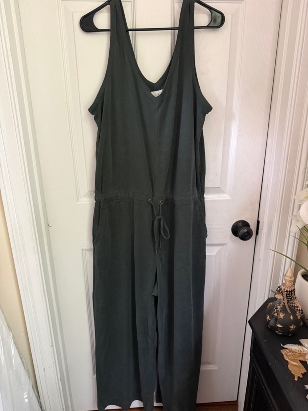 Lou & Grey Olive V-Neck Sleeveless Jumpsuit with Drawstring